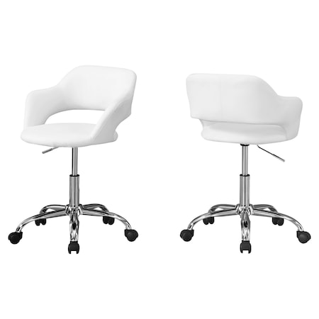 Monarch Specialties Office Chair, White, Chrome Metal Hydraulic Lift Base I 7299